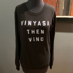 Social Sunday black lightweight sweaterlike graphic top. XS-S.
